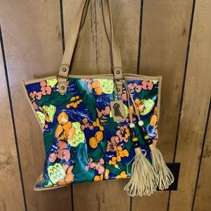 Carlos Santana tropical leather fringe purse